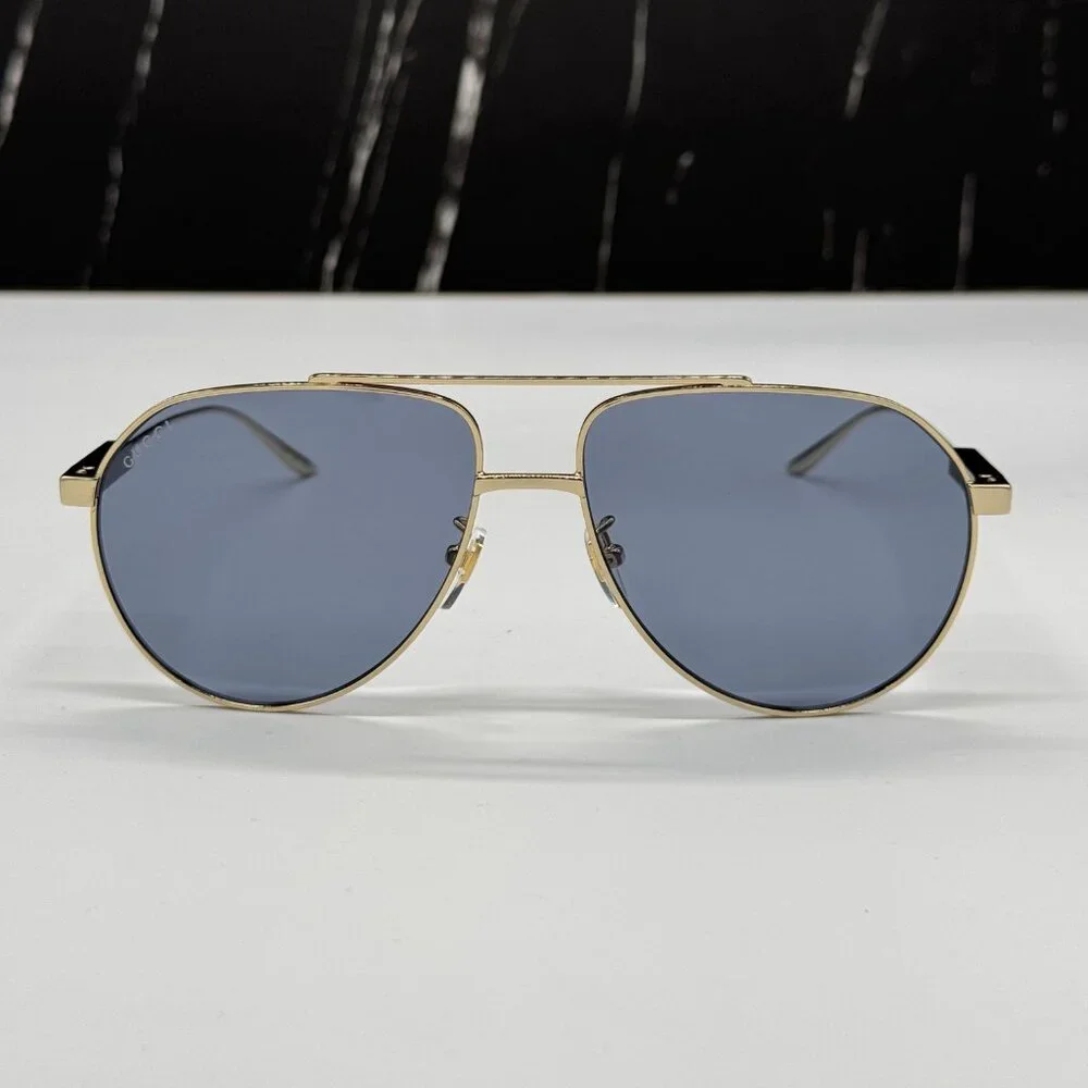 NEW GUCCI GG1311S 003 AVIATOR UNISEX GOLD GRAY SUNGLASSES GUCCI